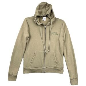 Victorias Secret Pink Hoodie Women's Extra Small Full Zip Big Back Logo‎ Green